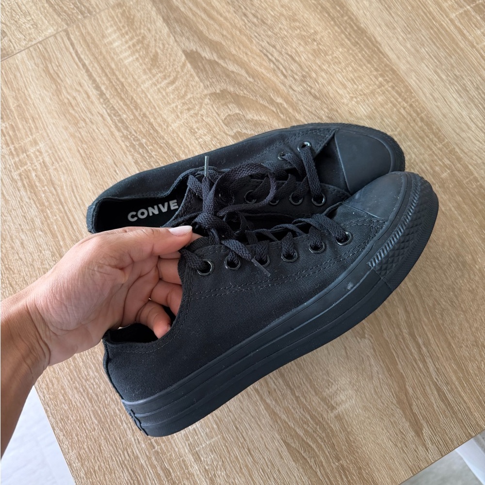Converse all black.